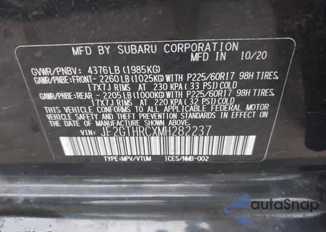 2021 Subaru Crosstrek Sport из США, поврежденный, VIN JF2GTHRCXMH282237